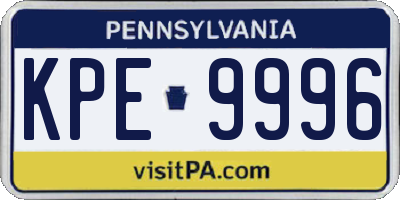 PA license plate KPE9996