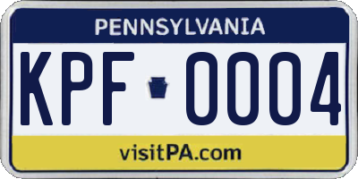 PA license plate KPF0004