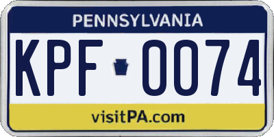 PA license plate KPF0074