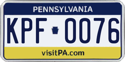 PA license plate KPF0076