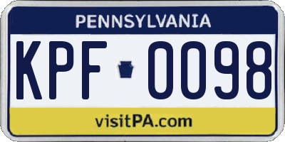 PA license plate KPF0098