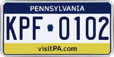PA license plate KPF0102