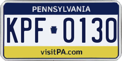 PA license plate KPF0130