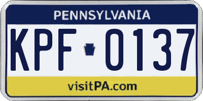 PA license plate KPF0137