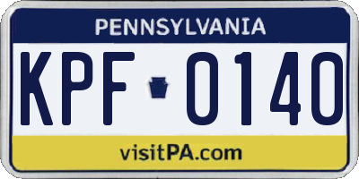 PA license plate KPF0140