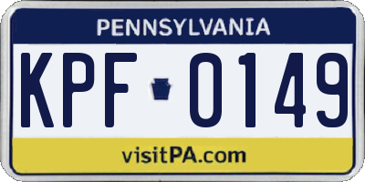 PA license plate KPF0149