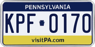 PA license plate KPF0170