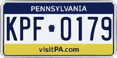 PA license plate KPF0179