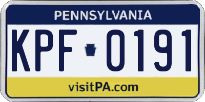 PA license plate KPF0191