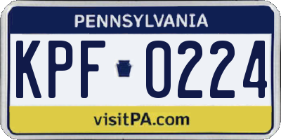 PA license plate KPF0224