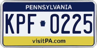 PA license plate KPF0225