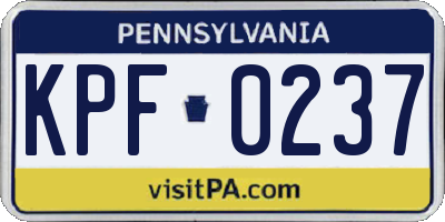 PA license plate KPF0237