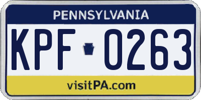 PA license plate KPF0263