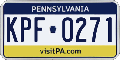 PA license plate KPF0271