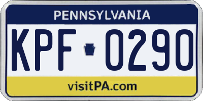 PA license plate KPF0290