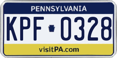 PA license plate KPF0328
