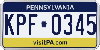 PA license plate KPF0345