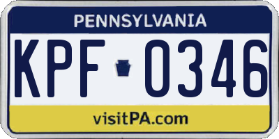 PA license plate KPF0346