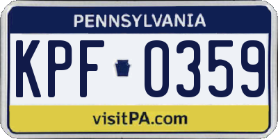 PA license plate KPF0359