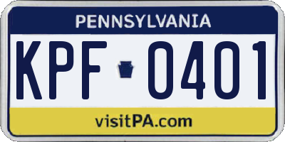 PA license plate KPF0401