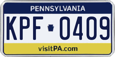 PA license plate KPF0409