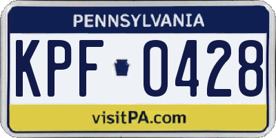 PA license plate KPF0428