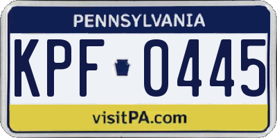 PA license plate KPF0445