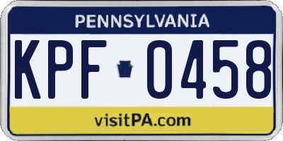 PA license plate KPF0458