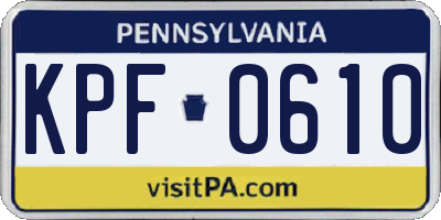 PA license plate KPF0610
