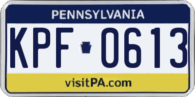 PA license plate KPF0613
