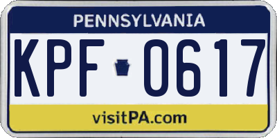 PA license plate KPF0617