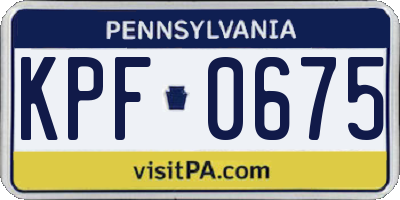 PA license plate KPF0675