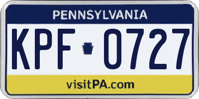 PA license plate KPF0727