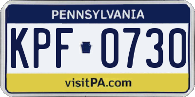 PA license plate KPF0730