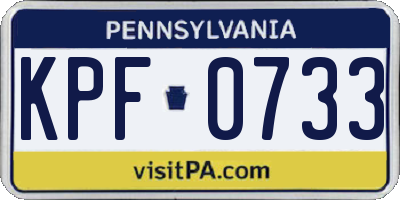 PA license plate KPF0733
