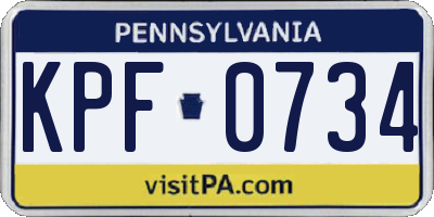 PA license plate KPF0734