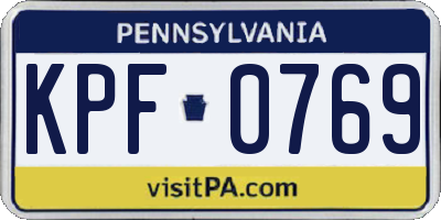 PA license plate KPF0769