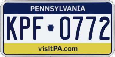 PA license plate KPF0772