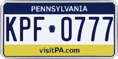 PA license plate KPF0777