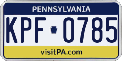 PA license plate KPF0785