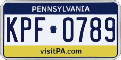PA license plate KPF0789