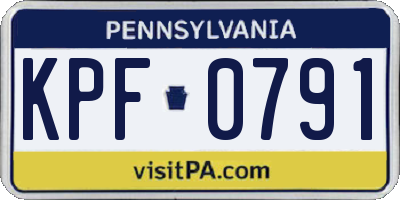 PA license plate KPF0791