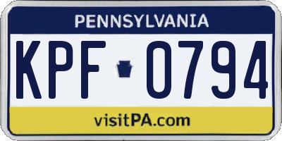 PA license plate KPF0794