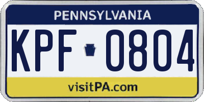 PA license plate KPF0804