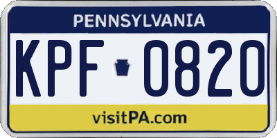 PA license plate KPF0820