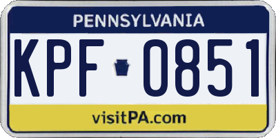 PA license plate KPF0851