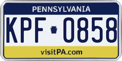 PA license plate KPF0858