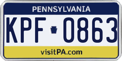 PA license plate KPF0863