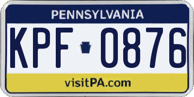 PA license plate KPF0876