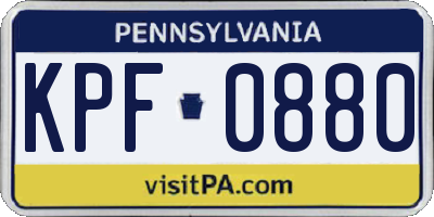 PA license plate KPF0880